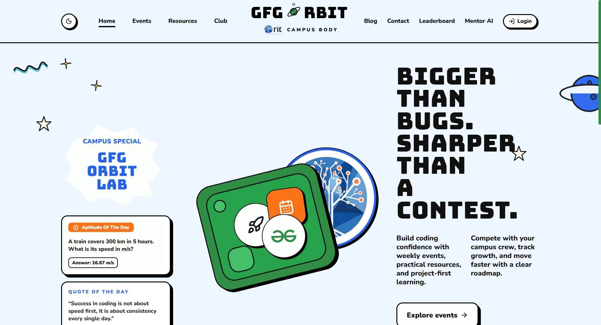 GFG Orbit landing page preview