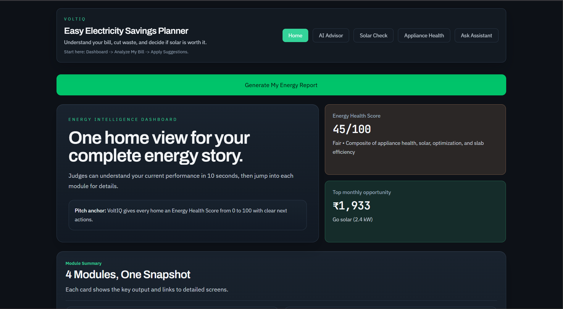 Electricity Savings Planner preview